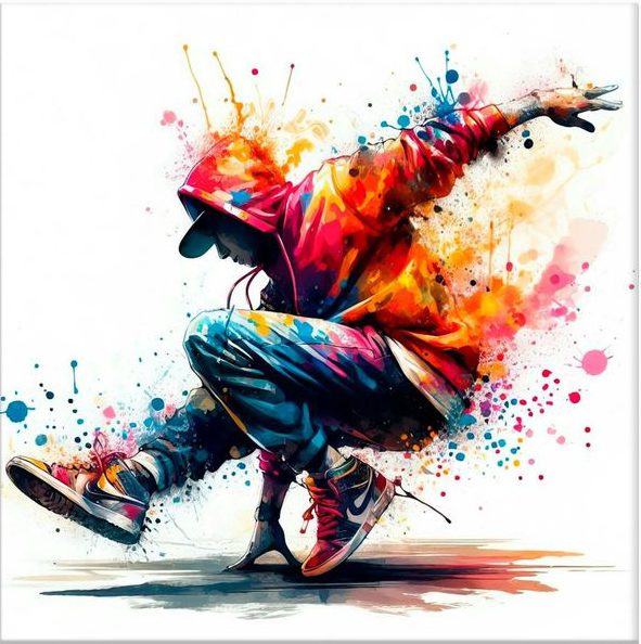 break dance watercolor splashes hip hop style well defined vibrant colors 1 canvas print